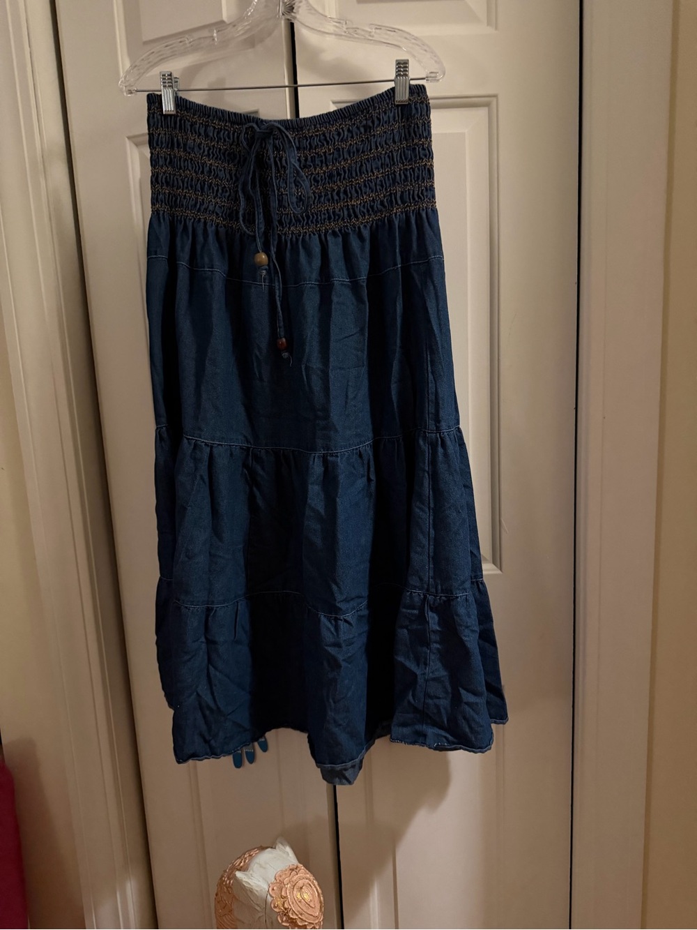 Roommates Navy Tiered Maxi Skirt with Smocked Waist